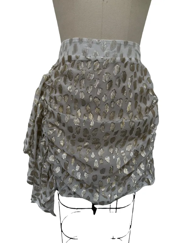 Hannah Skirt - White/Gold Metallic sold by Rhode