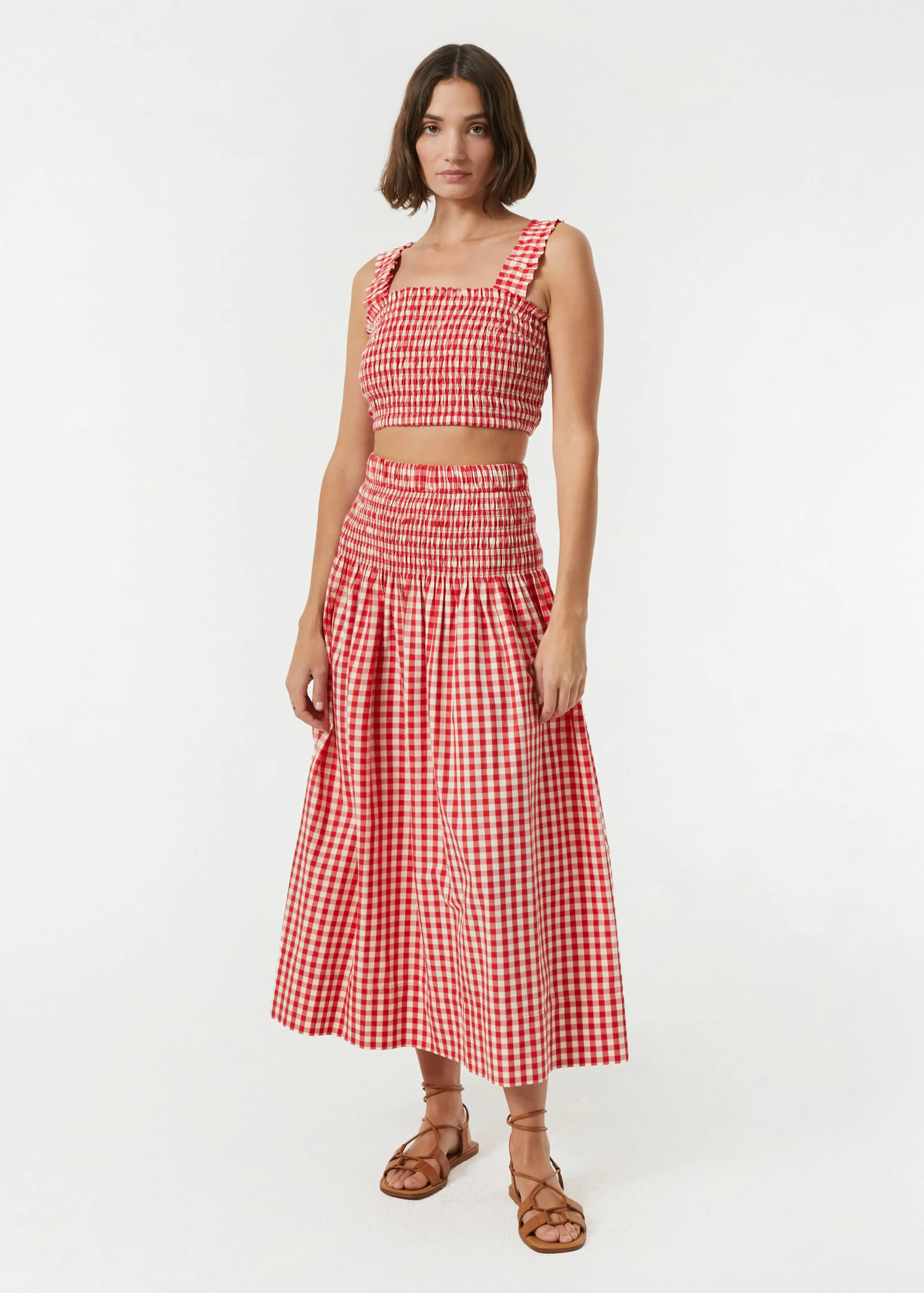 Tanya Top | Scarlet Toulouse Gingham sold by Rhode product image thumbnail 3