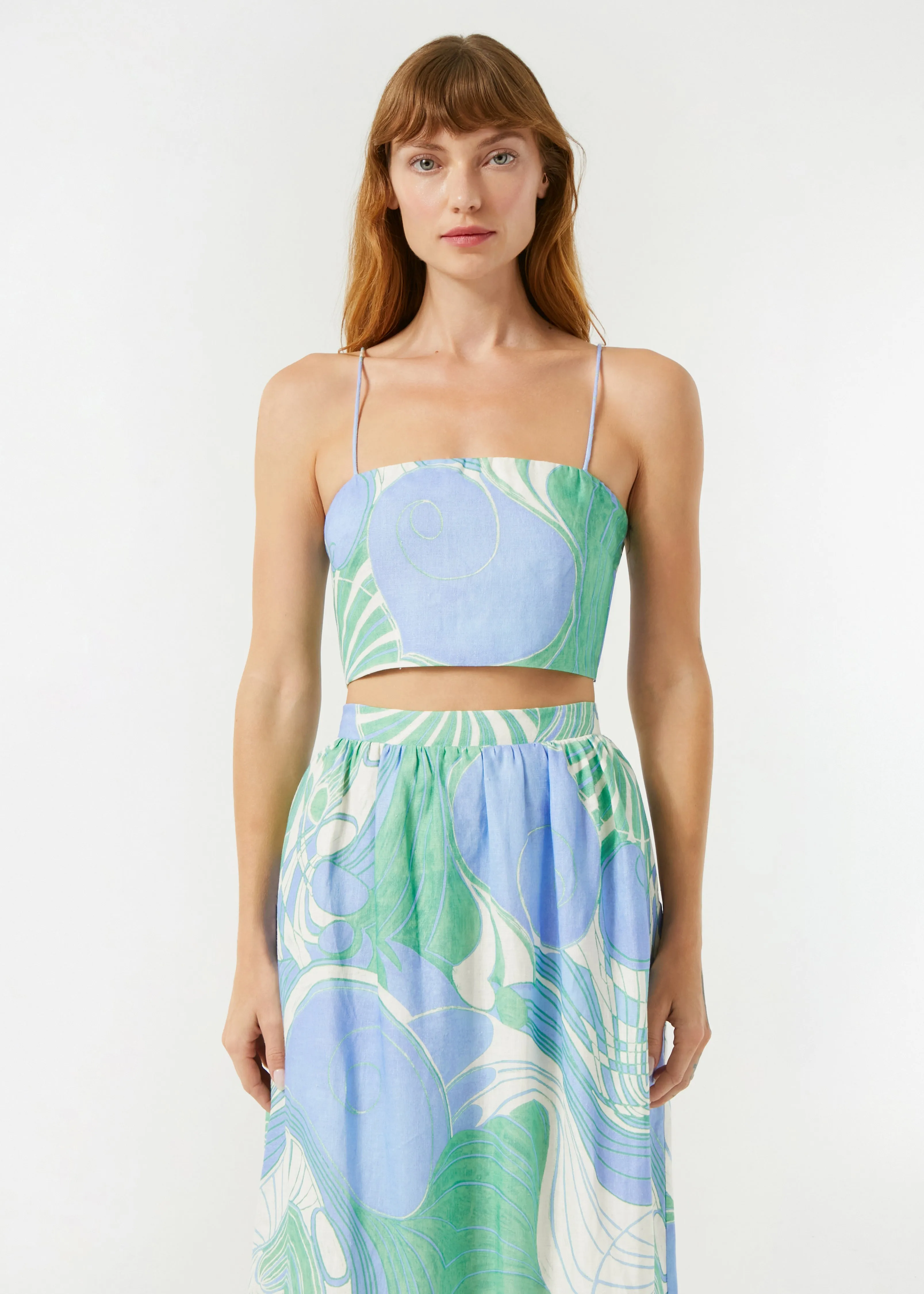 Linen Dina Top | Periwinkle Deco Surf Grande SS sold by Rhode product image thumbnail 4