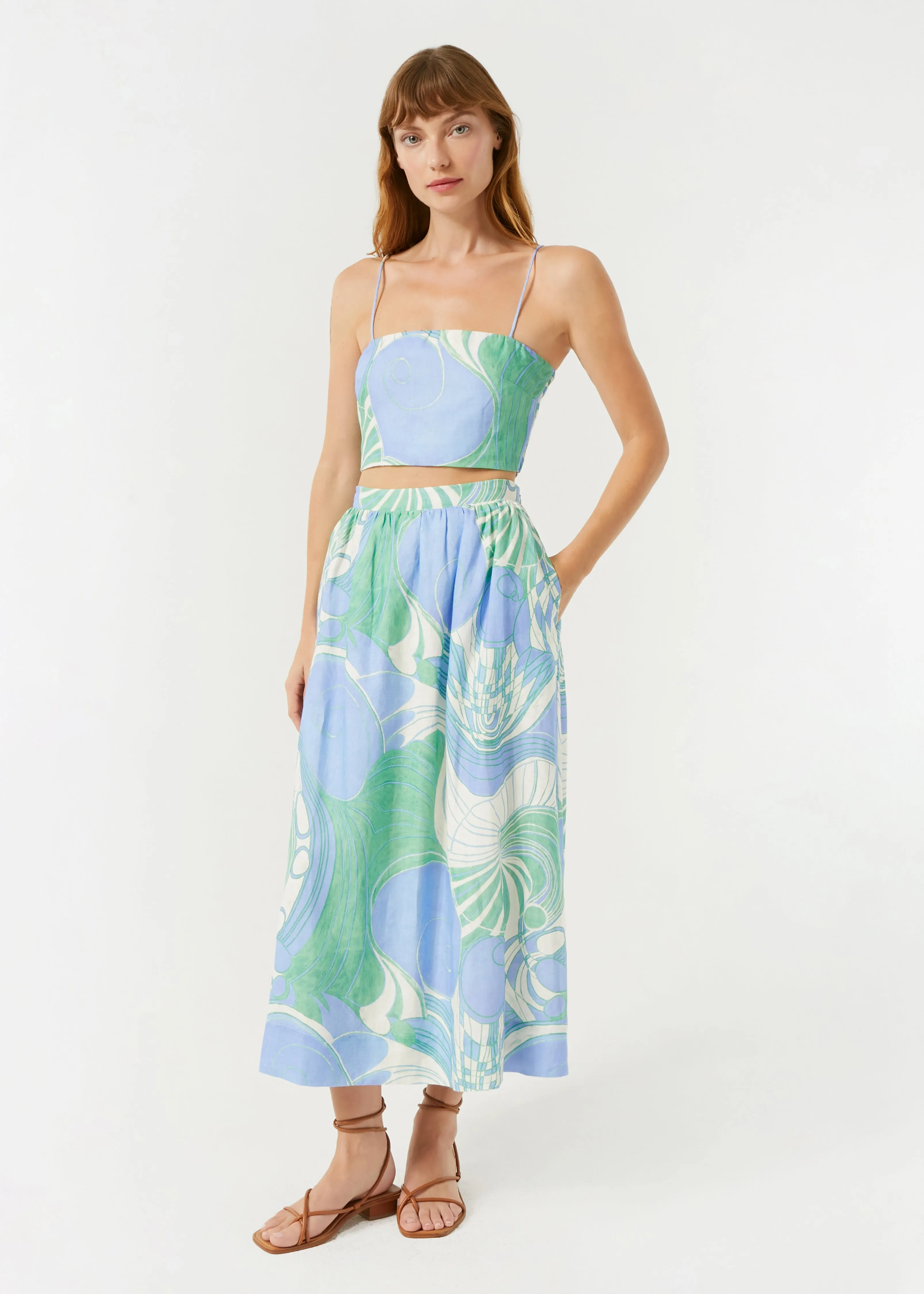 Linen Dina Top | Periwinkle Deco Surf Grande SS sold by Rhode product image thumbnail 2