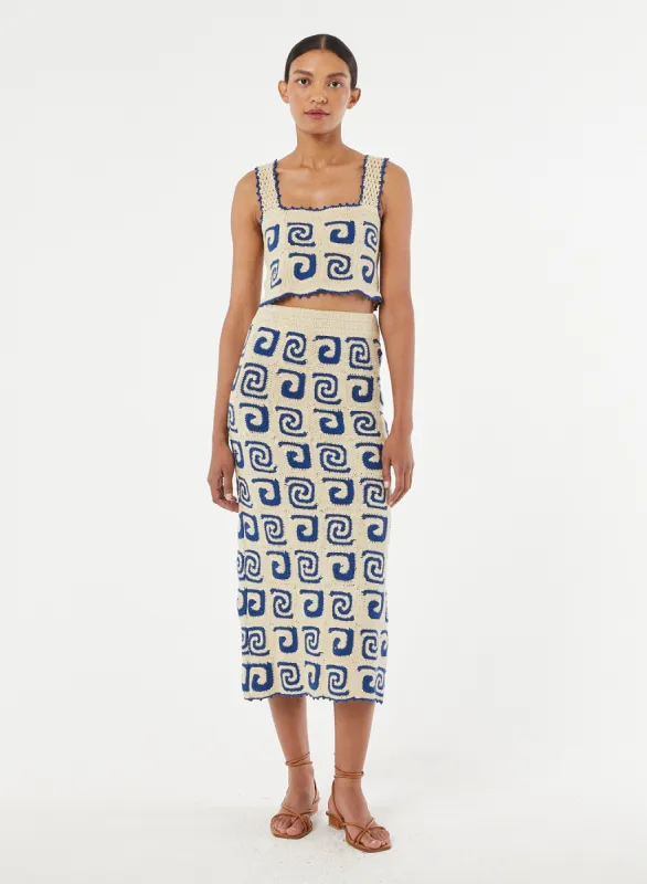 Sloane Top | Blue Swirl Crochet sold by Rhode