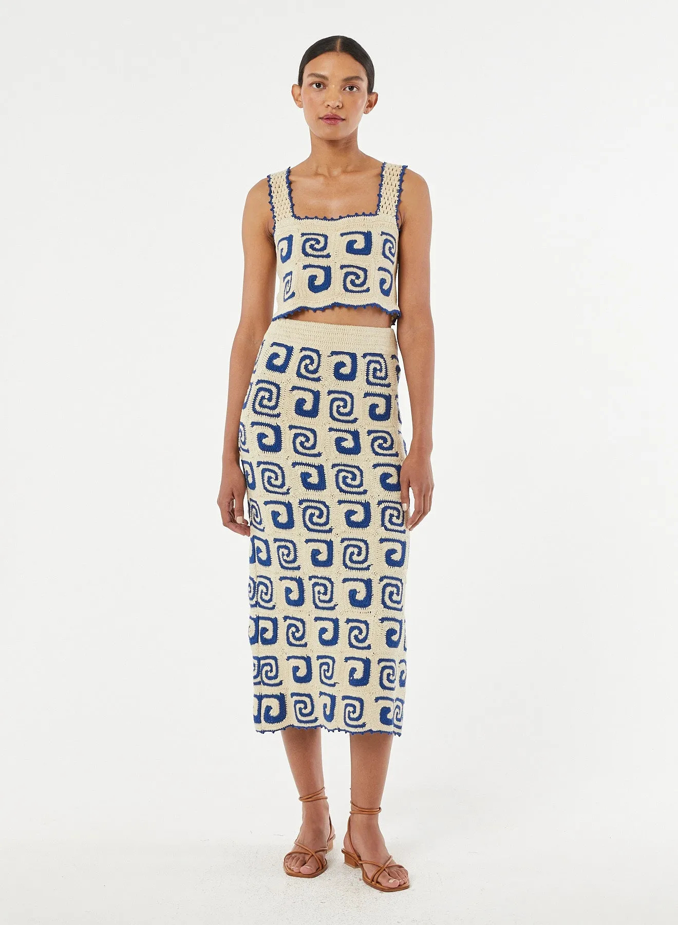 Ana Skirt | Blue Swirl Crochet sold by Rhode