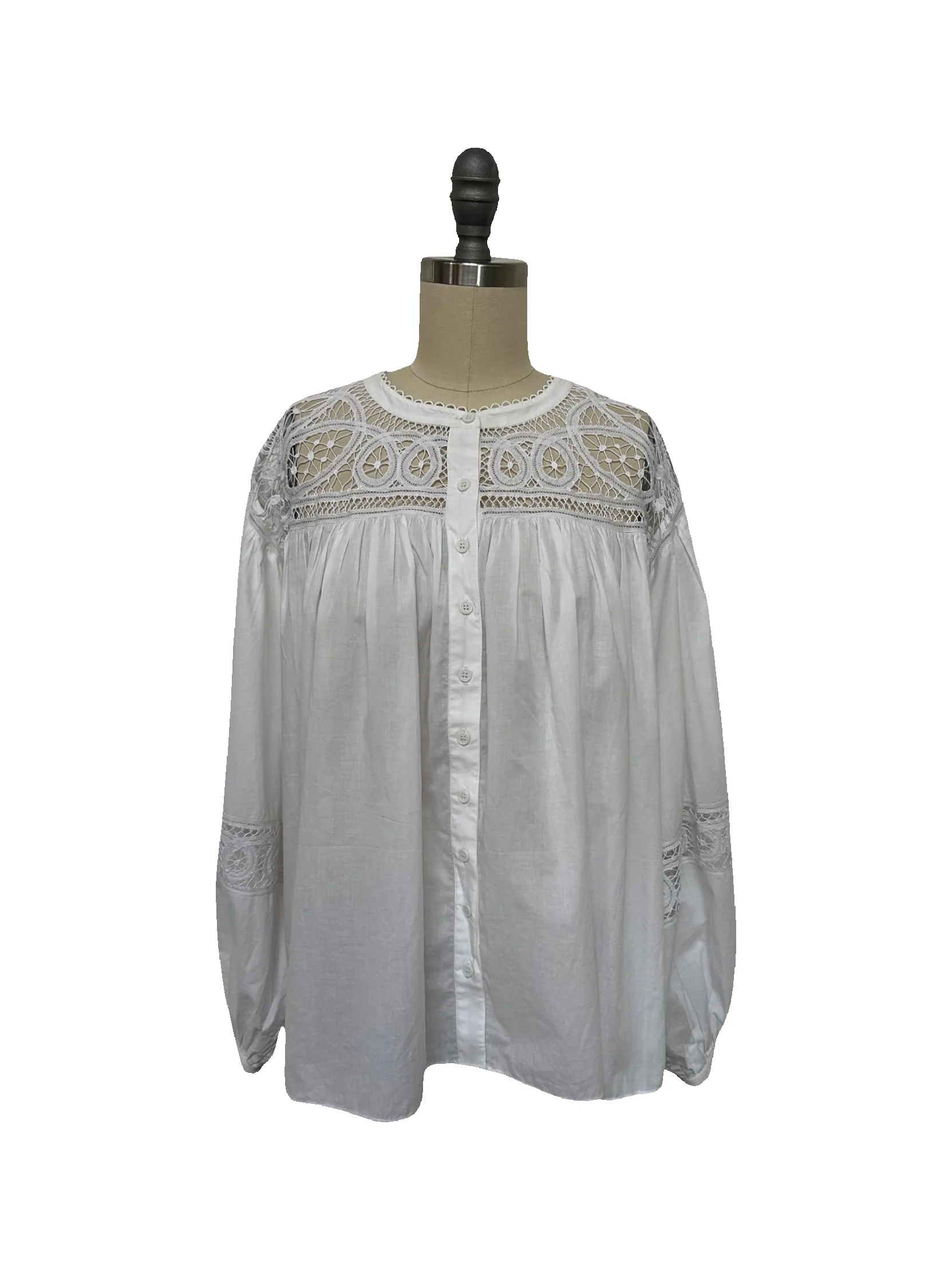 White Button-Down Lace Top sold by Rhode
