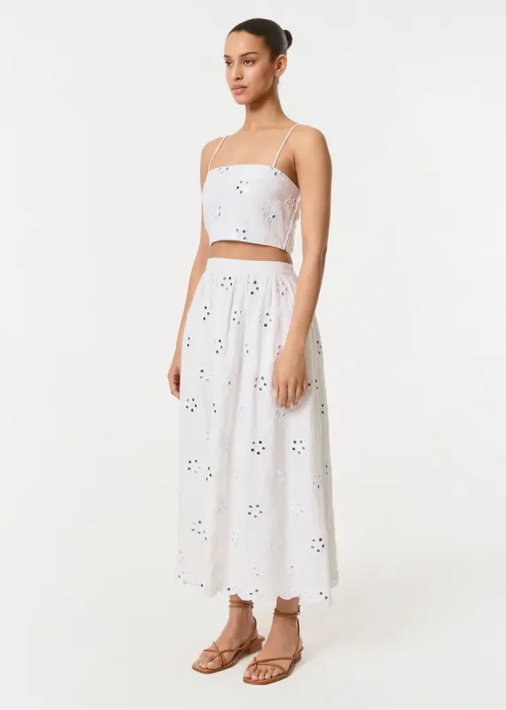 Aaron Skirt | White Mirror Daisy sold by Rhode