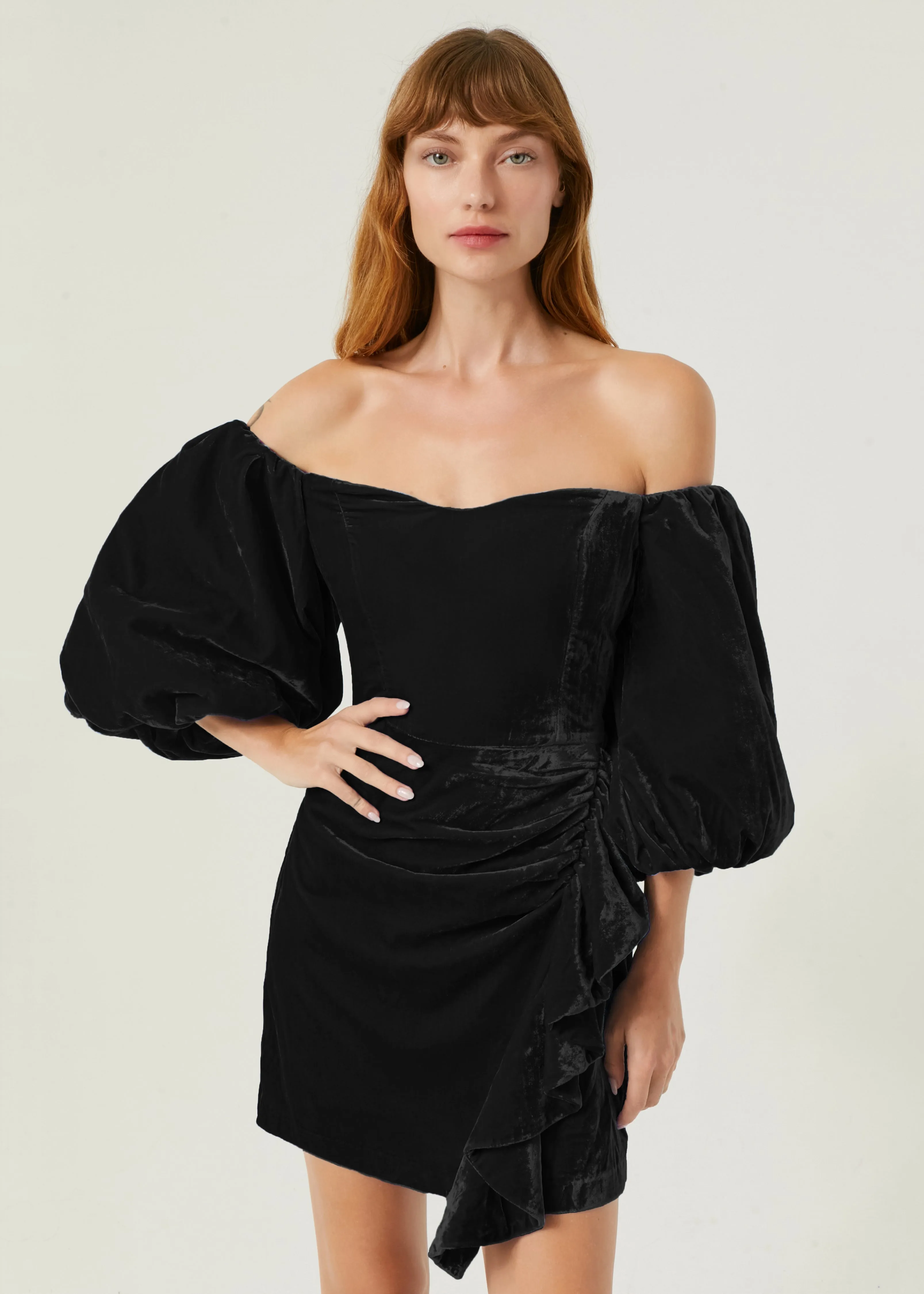 Velvet Adrian Dress | Jet Black sold by Rhode