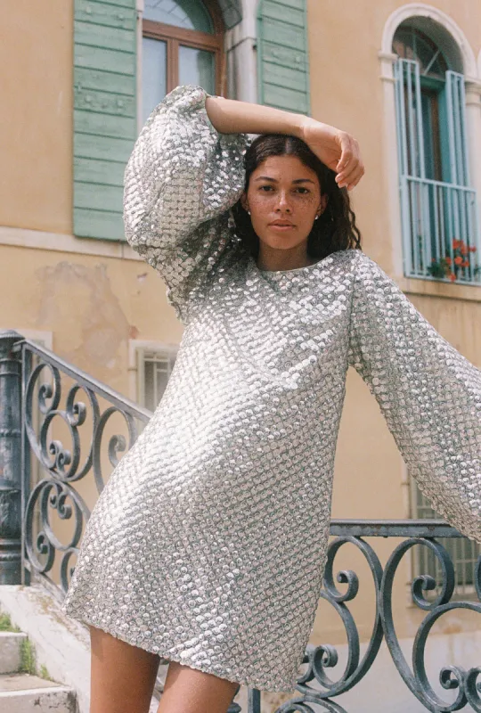 Benji Dress | Sage Sequins sold by Rhode