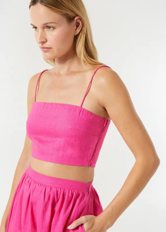 Linen Dina Top | Hot Pink sold by Rhode