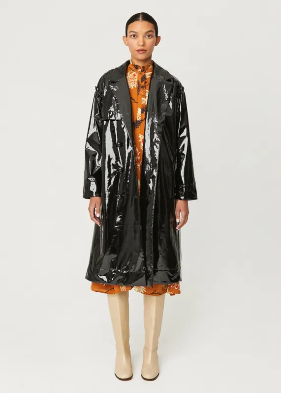 Damon Trench Coat | Patent Black sold by Rhode