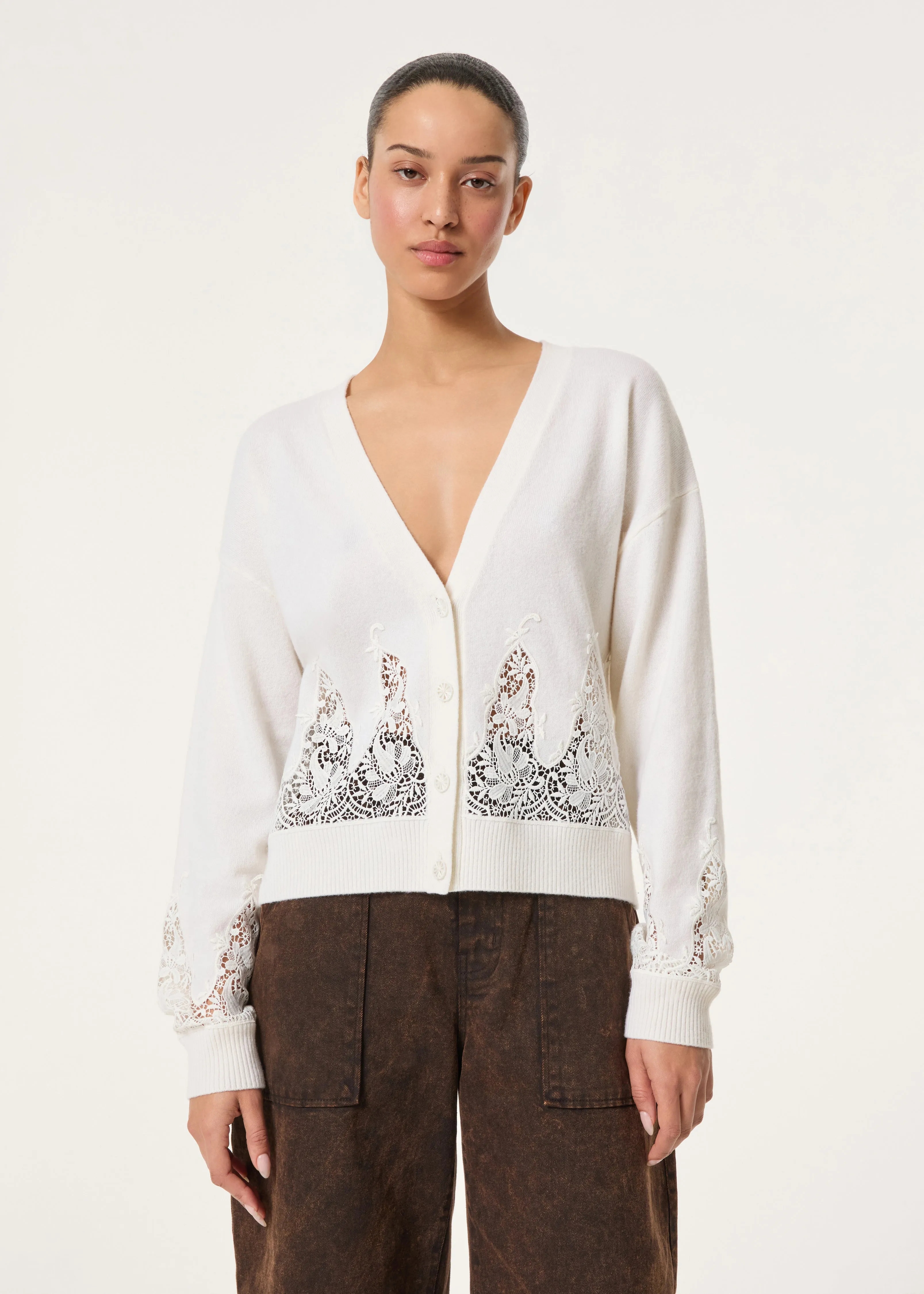 Marie Cardigan | Cream Regent Lace sold by Rhode