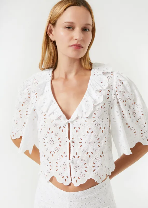 Dora Top | White Chelsea Eyelet sold by Rhode