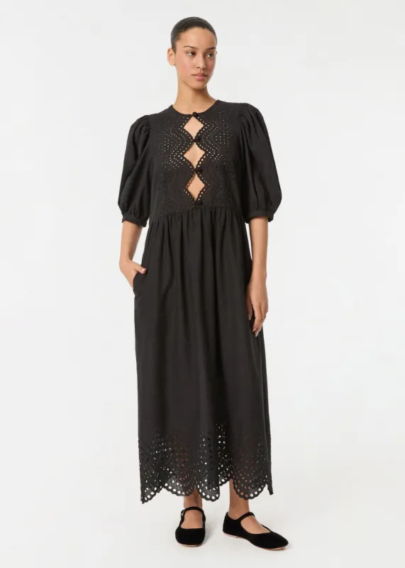 Valeria Dress | Ink Bastille Eyelet sold by Rhode