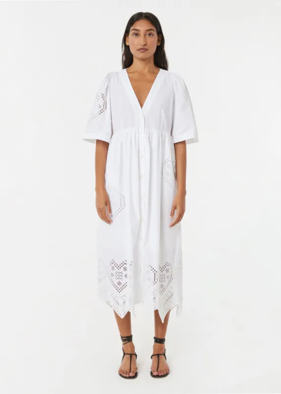 Mira Dress | White Heart Eyelet sold by Rhode