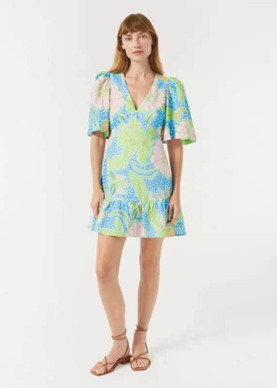 Linen Mariana Dress | Blue Psychedelic Flower Grande sold by Rhode