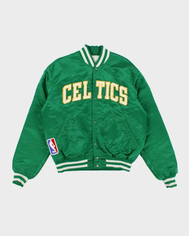 Vintage Men's Green Boston Celtics X NBA Satin Varsity Jacket - L sold by Rokit