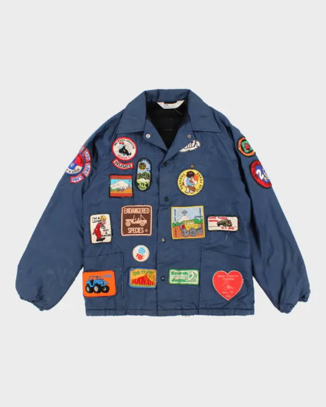 80s Vintage Men's Blue Windjammer Patch Jacket - M sold by Rokit