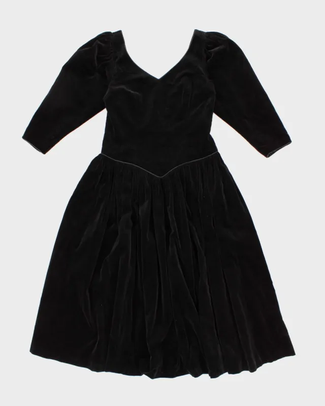 Vintage 80s Laura Ashley Black Velvet Dress - S sold by Rokit