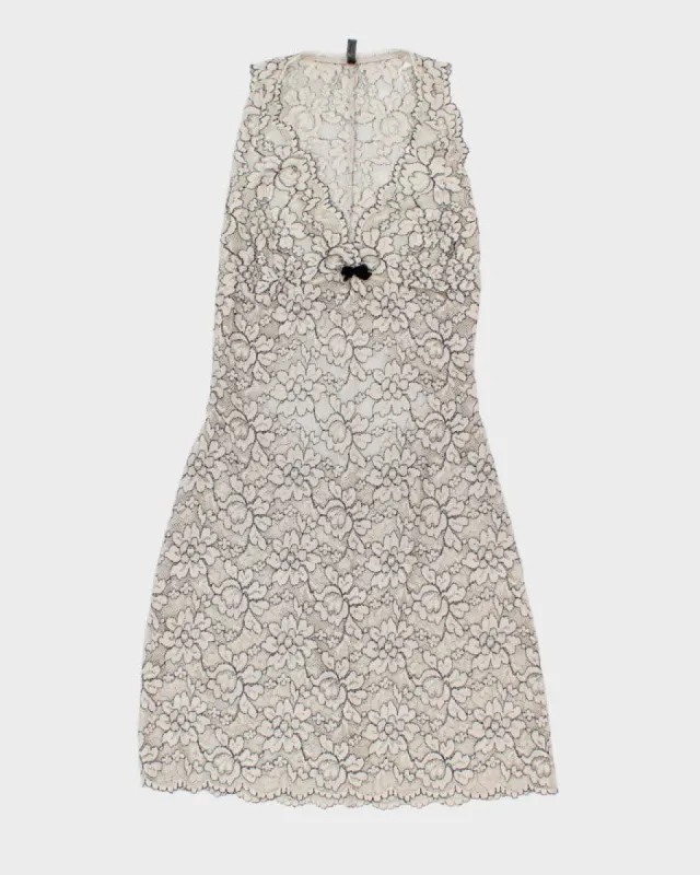 2000s White and Black Embroidered Lace Slip Dress - S sold by Rokit