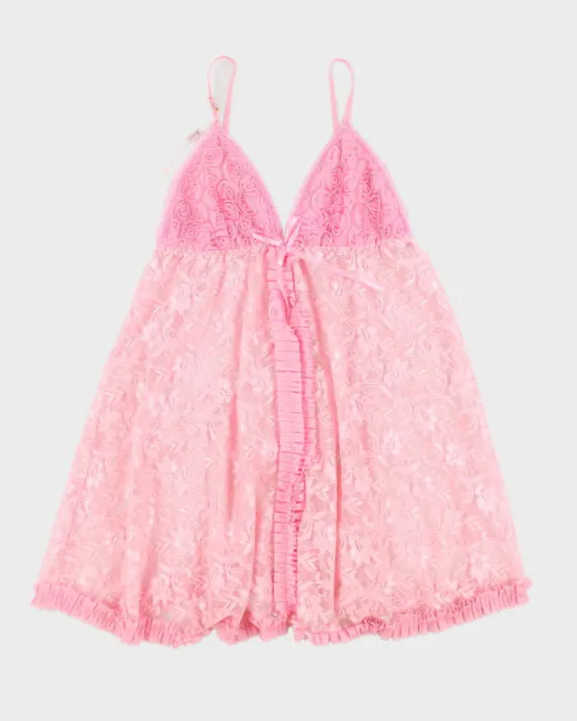 Y2k 00s Pink Lace Lingerie Top - S sold by Rokit