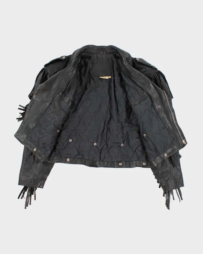 Vintage 80s Fringe Thick Leather Jacket - M sold by Rokit product image thumbnail 5