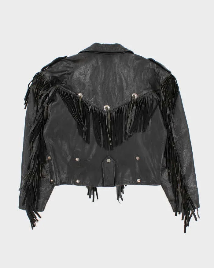 Vintage 80s Fringe Thick Leather Jacket - M sold by Rokit product image thumbnail 2