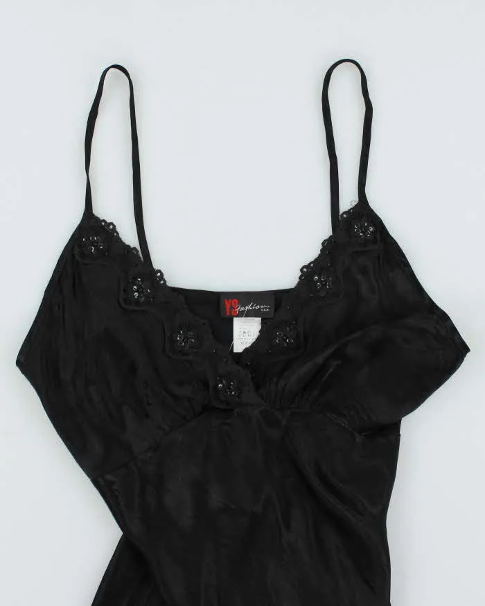 Y2k 00s Black Satin Beaded Cami Top - XL sold by Rokit product image thumbnail 3