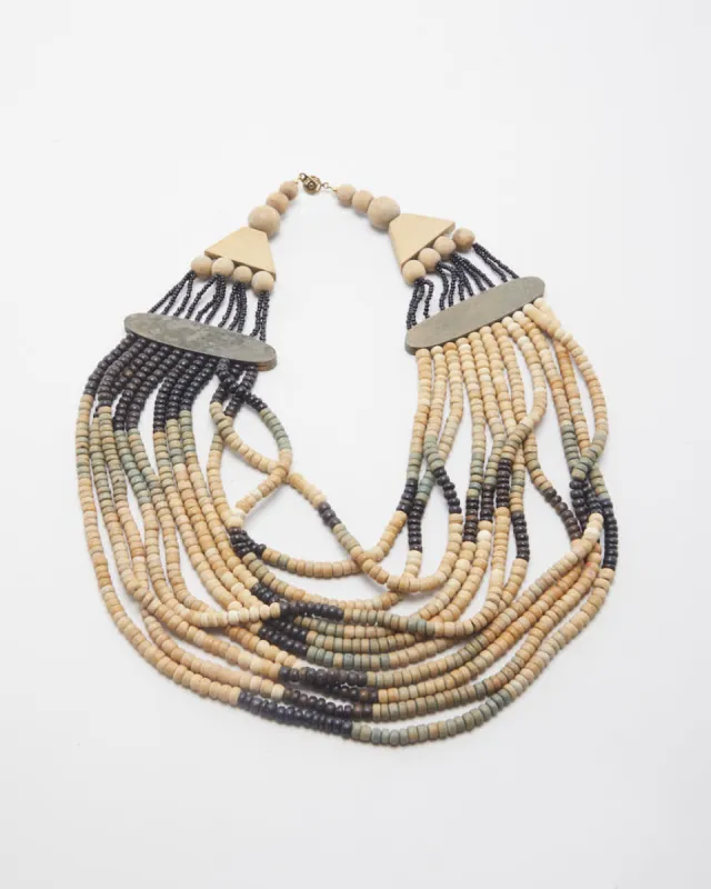 Vintage Wooden Bead Necklace sold by Rokit