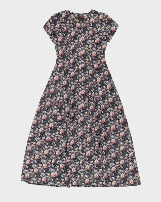 Purple Floral Maxi Dress - S sold by Rokit