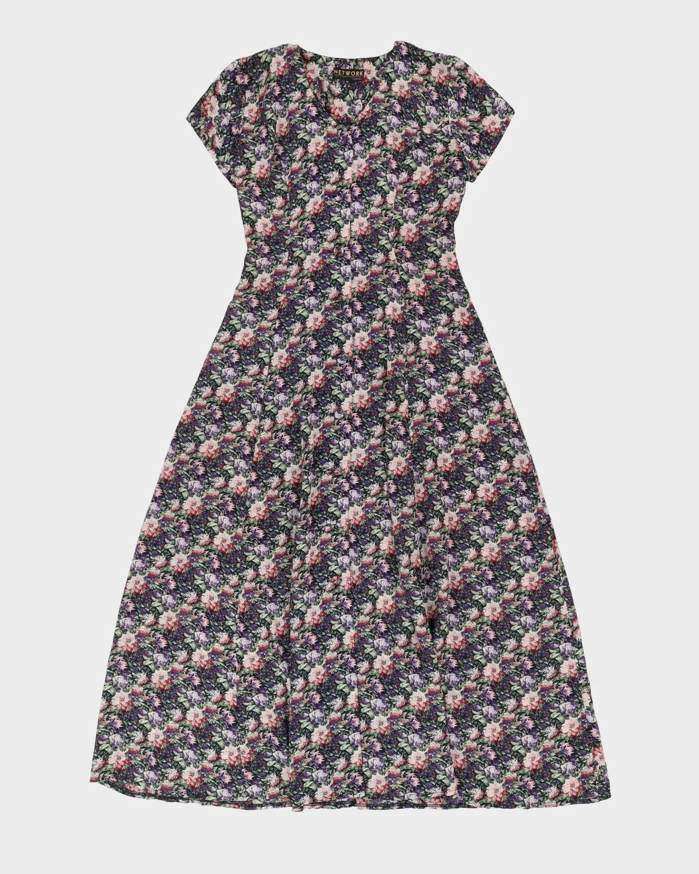 Purple Floral Maxi Dress - S sold by Rokit