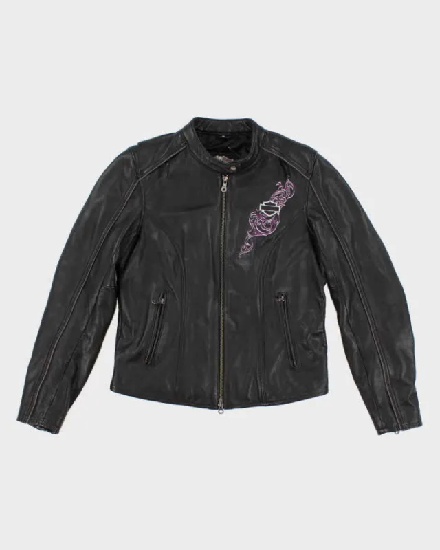 Womens Black Harley Davidson Moto Jacket - M sold by Rokit
