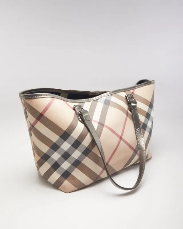 Burberry Nova Check Leather Tote With Metallic Straps sold by Rokit