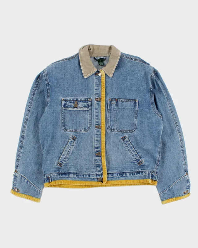 Y2K 00s Ralph Lauren Corduroy Collared Velvet Detailed Denim Jacket - M made by Ralph Lauren
