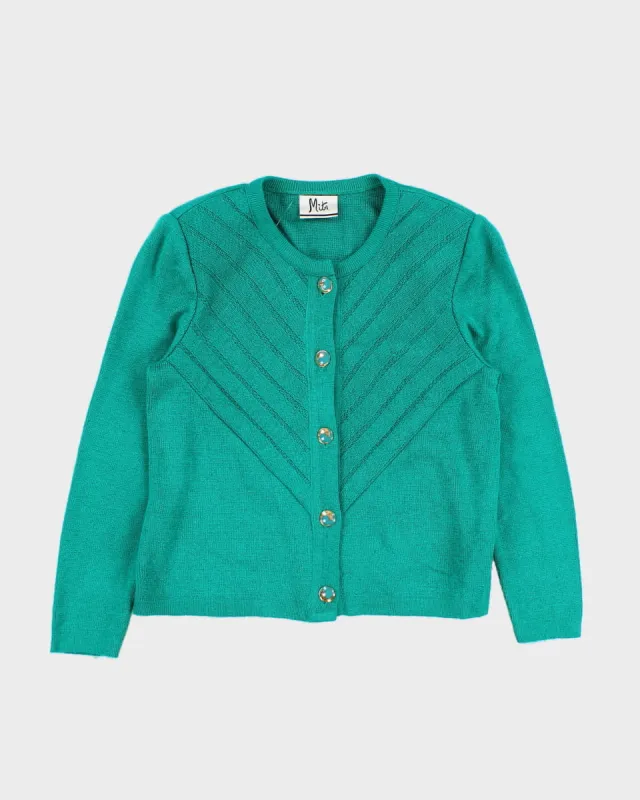 Vintage Turquoise Knit Cardigan - M sold by Rokit