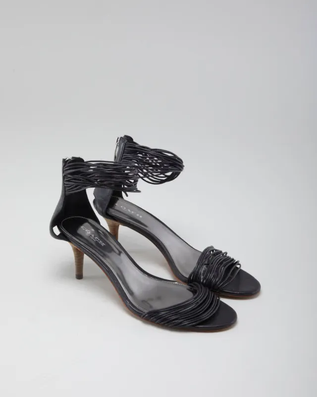 Woman's Black Leather Strapped Coach Heels - 4 sold by Rokit