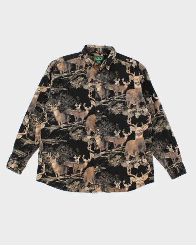 Mens Deer Themed Hunting Style Button Up Shirt - L sold by Rokit