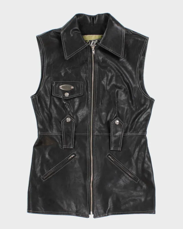 Vintage Women's Black Leather Dress - M sold by Rokit