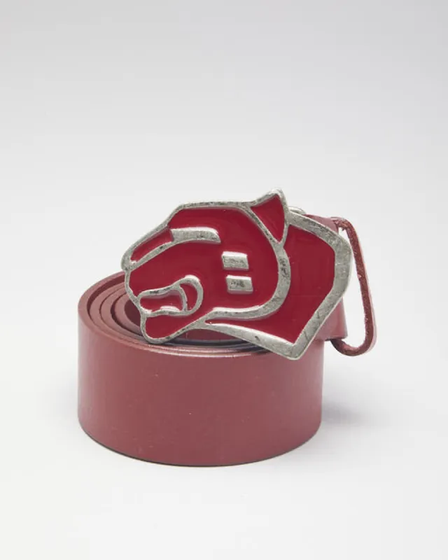 Vintage 90s Jack Jones Red Leather Belt - W35-W39 sold by Rokit