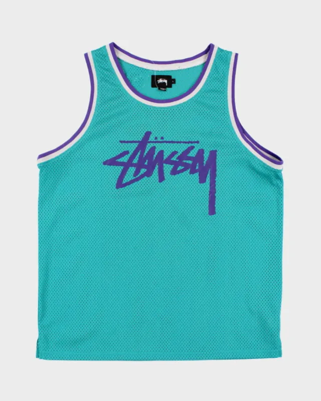 Men's Blue Stussy Basketball Jersey - L sold by Rokit