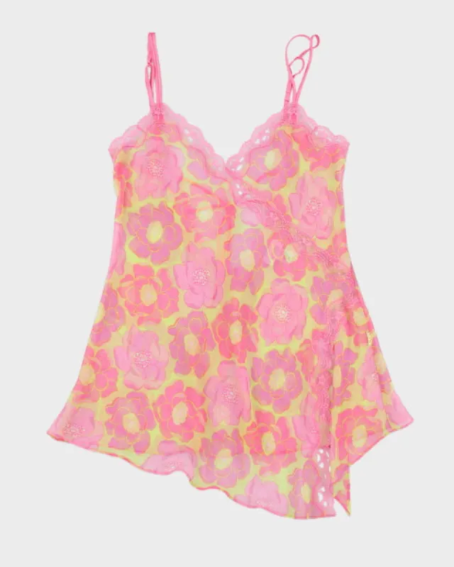 Y2k 00s La Senza Mesh Floral Cami - M sold by Rokit