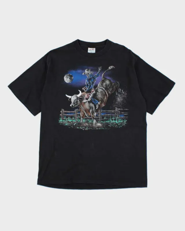 Vintage 90s Single Stitch Cowboy Bull Graphic T-shirt - XL sold by Rokit