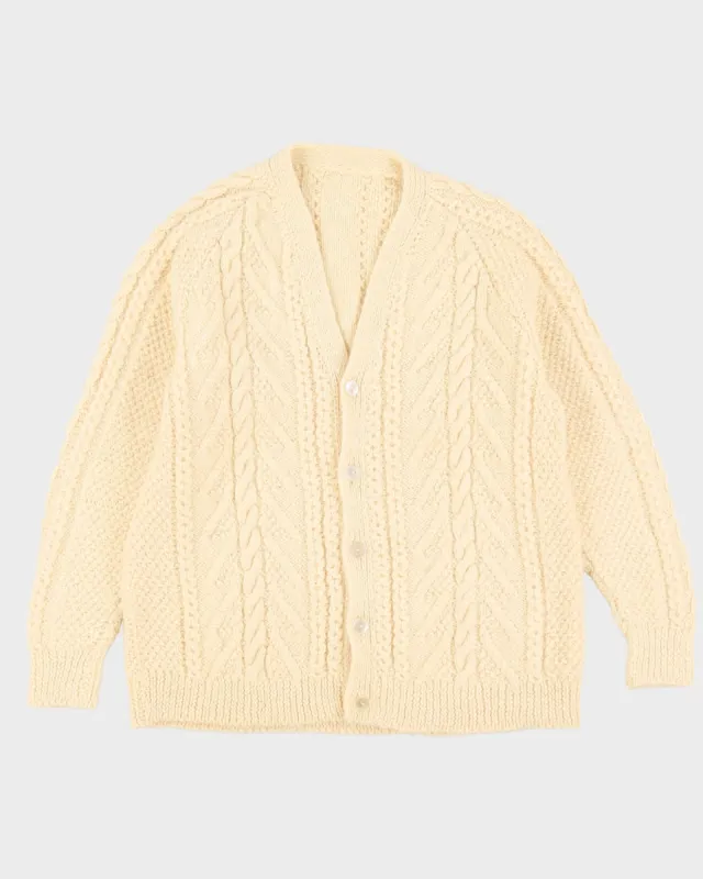Cream Hand Knitted Cardigan - L sold by Rokit