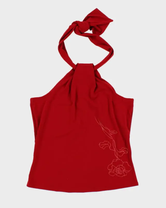 Y2k 00s Jacob Red Halter Neck Top - L sold by Rokit