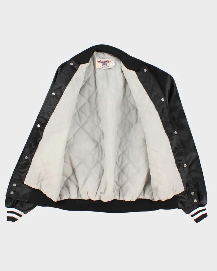 80s Vintage Woman's Black Satin Finish Varsity Jacket - M sold by Rokit product image thumbnail 4