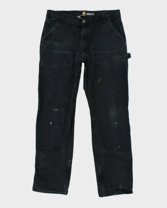 Vintage Carhartt Double Knee Black Workwear Trousers - W36 L33 sold by Rokit