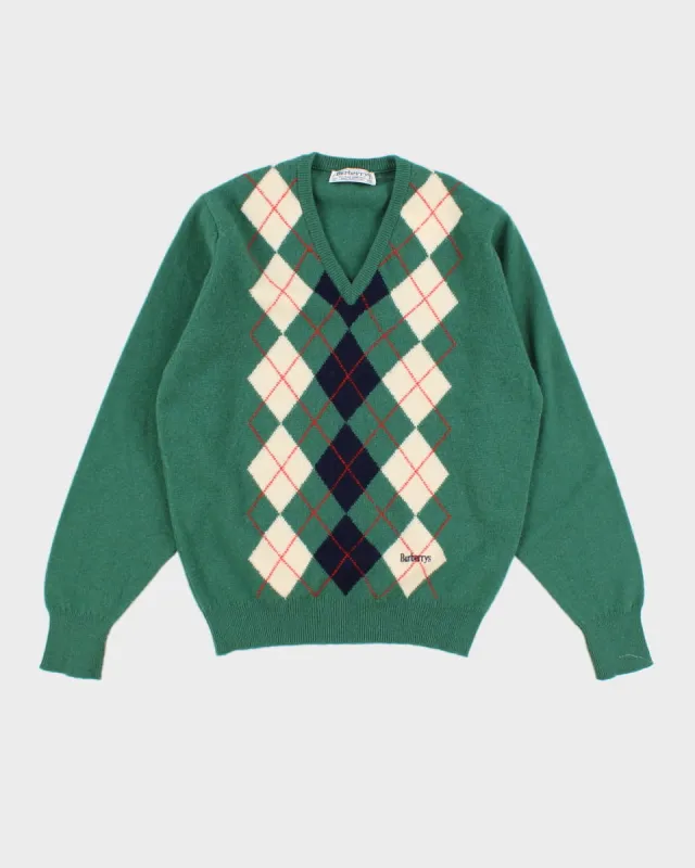 Vintage 90s Burberrys Lambswool Argyle Jumper - M sold by Rokit