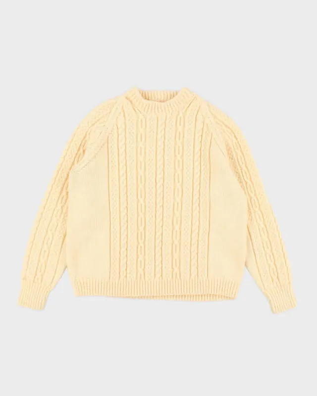 Cream Cableknit Jumper - M sold by Rokit