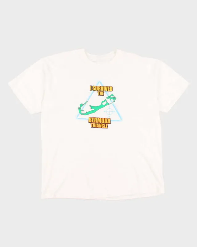 'I survived the Bermuda triangle' Graphic T-shirt - L made by Rokit