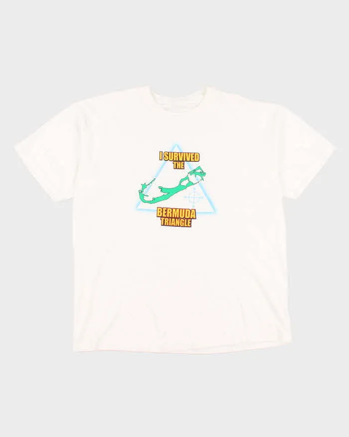'I survived the Bermuda triangle' Graphic T-shirt - L sold by Rokit