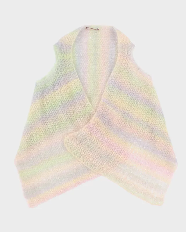 Womens Pastel Rainbow Knit Front Tie Up Vest - S made by Rokit