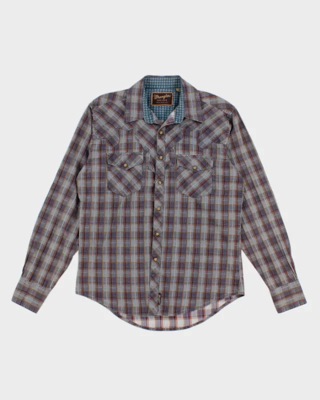 Mens Wrangler Blue Plaid Button Up Work Shirt - M sold by Rokit