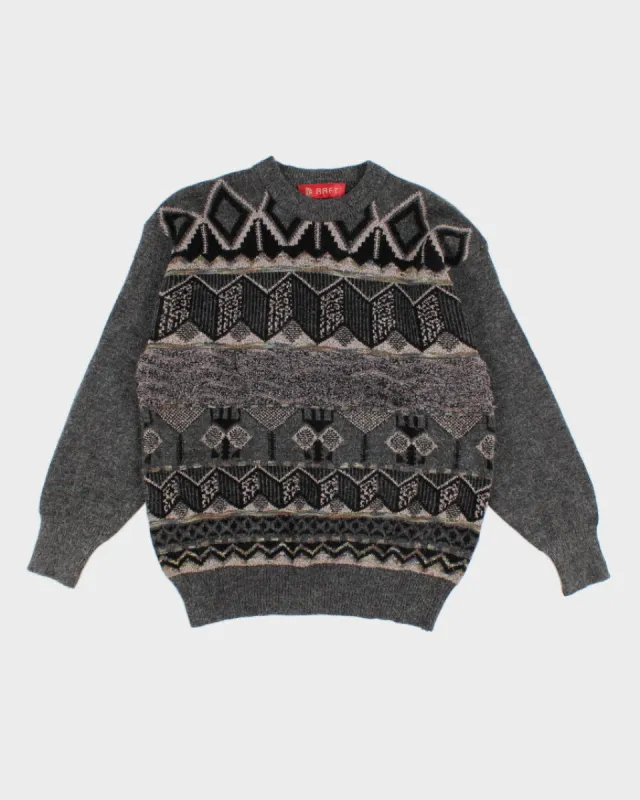 Men's Grey Patterned Knit sweater - L sold by Rokit